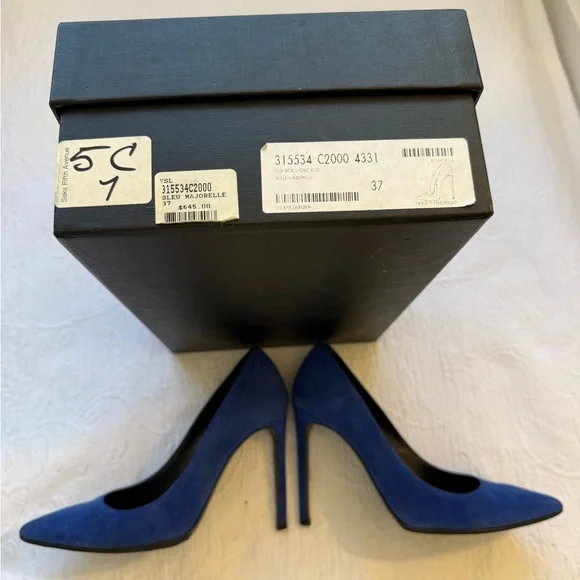 Yves Saint Laurent Blue Majorelle Paris Pump Size 37 - Picture 10 of 14